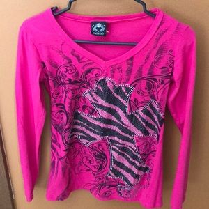 Boutique western zebra cross top